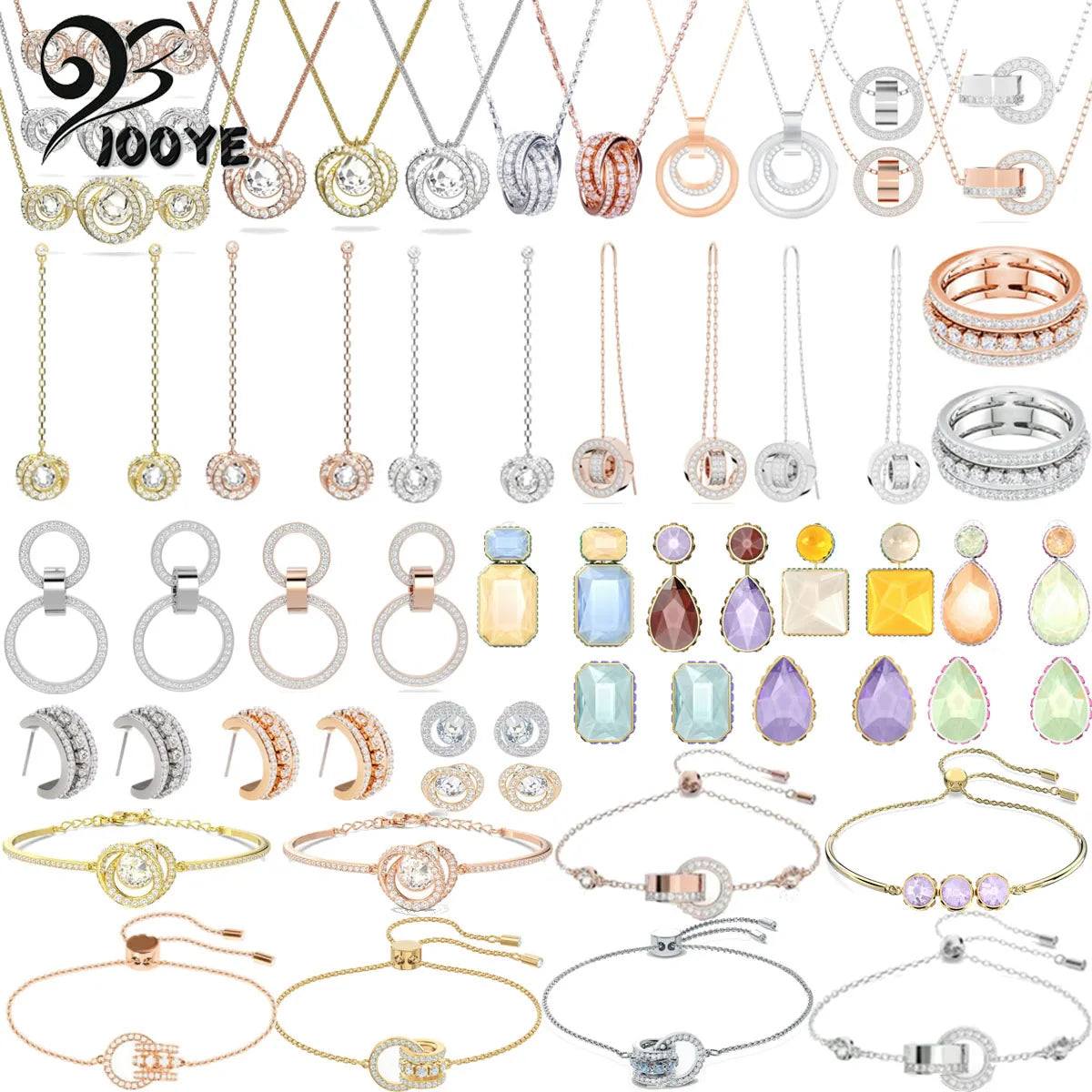 2023 New Trend Original Fine Jewelry Set Charm Fashion Gold Silver Austrian Crystal Adjustable Necklace Gift For Women With Logo
