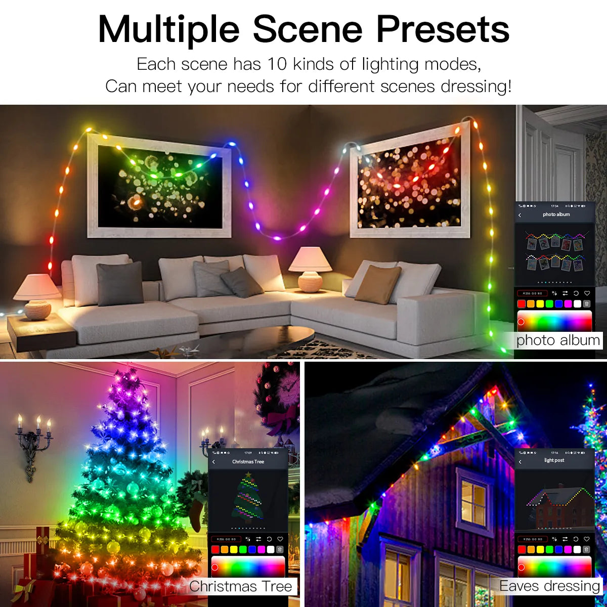 20M 10M 5M LED Christmas Lights Fairy String Light Smart Bluetooth Addressable Curtain Lights Garland Festoon Home Party Decor