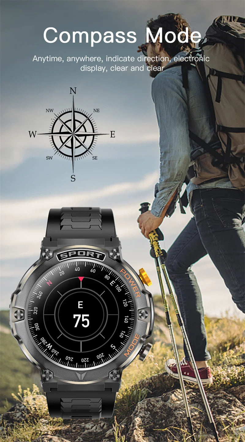 2023 New Men's smartwatch 1.43-inch AMOLED full screen Touch Compass Bluetooth Talk IP68 waterproof smartwatch for Android IOS