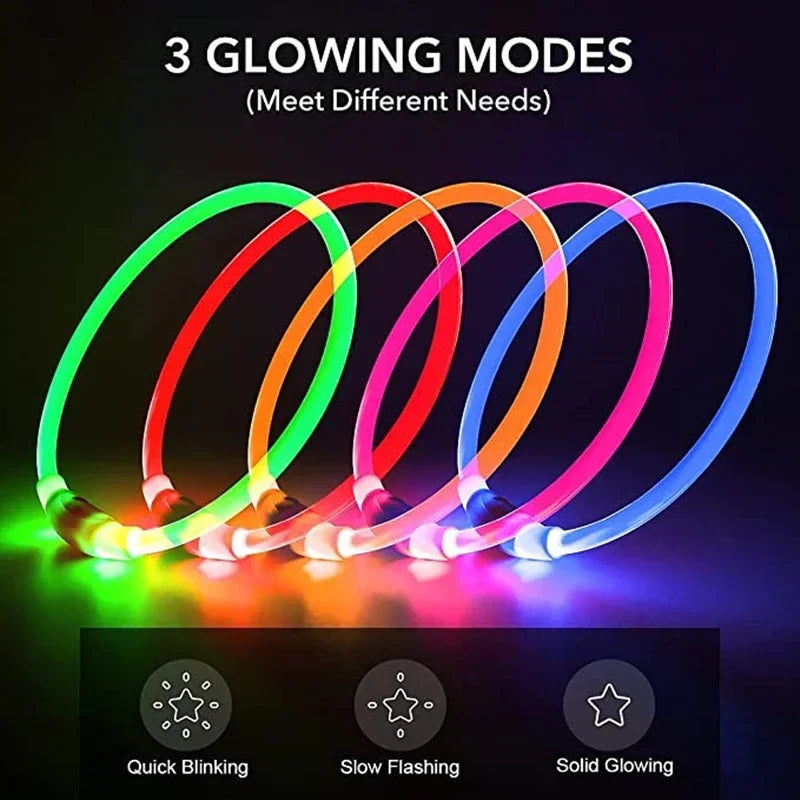 3 Modes Dog Luminous Charge Collar Led Usb Cat Dogs Collars Detachable Night Led Glow Dog Loss Prevention Collar Pet Accessories