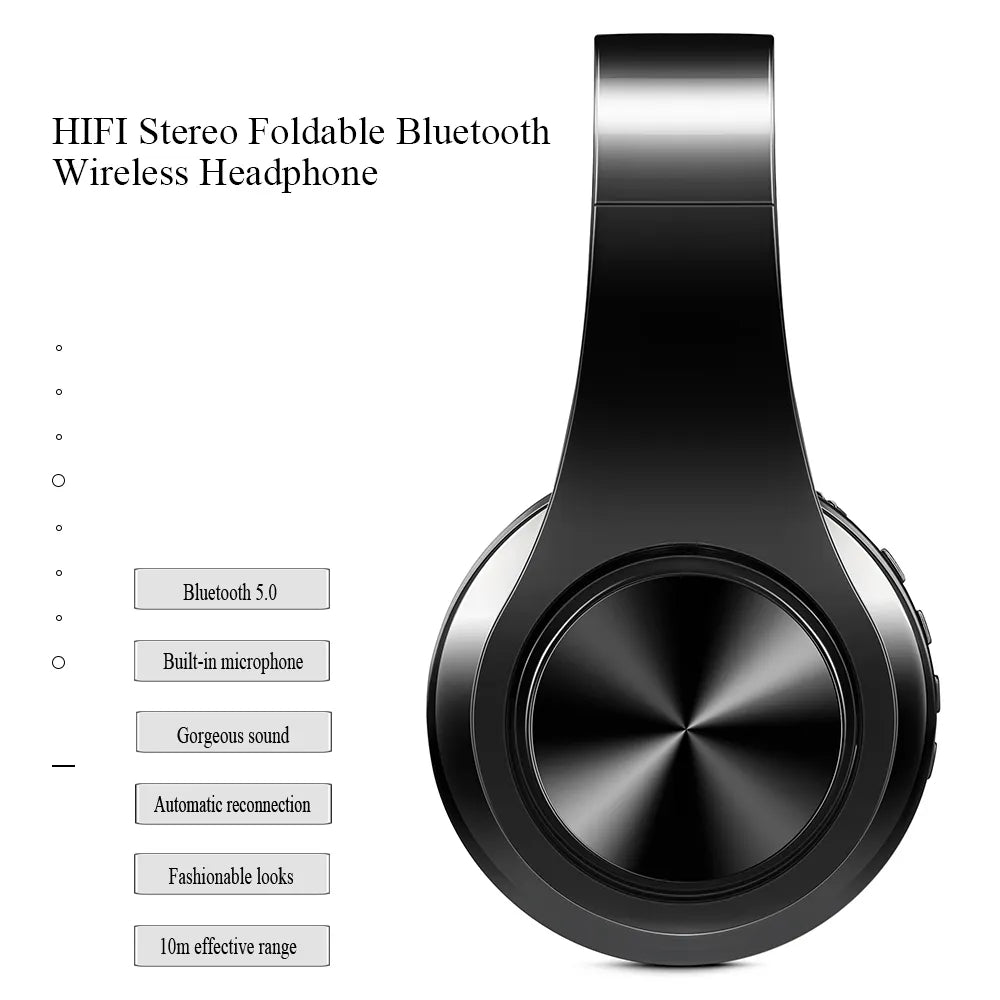 2023 Upgrading Wireless Bluetooth Headphones Stereo Headset Music Sports Overhead Earphone with Mic for Smart Phone TV PC Tablet