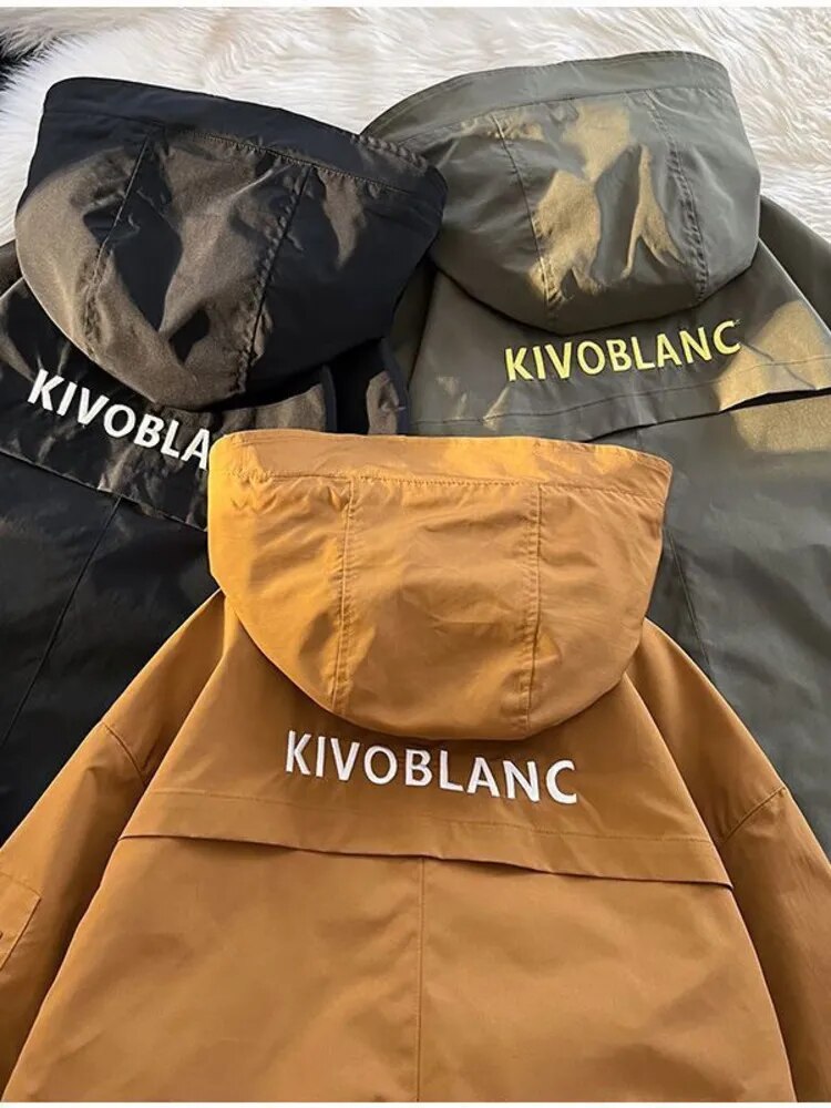 Y2k Hooded Windbreaker Jacket Men Women Outdoor Sports Jacket Camping Hiking Fishing Coat Spring Autumn Rushing Jackets