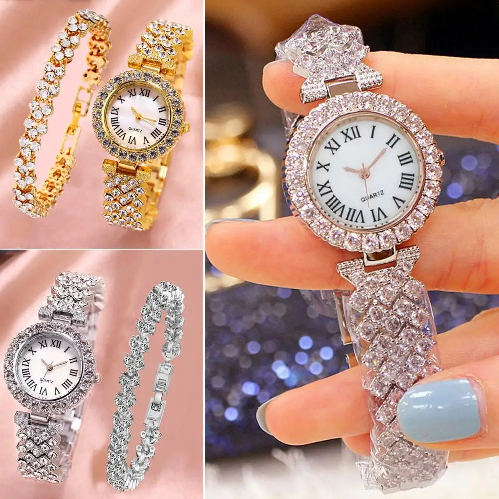 2pcs Set Watch For Women Watches 2023 Best Selling Products Luxury Watch Bracelet Set Diamond Steel Band Quartz Wristwatch