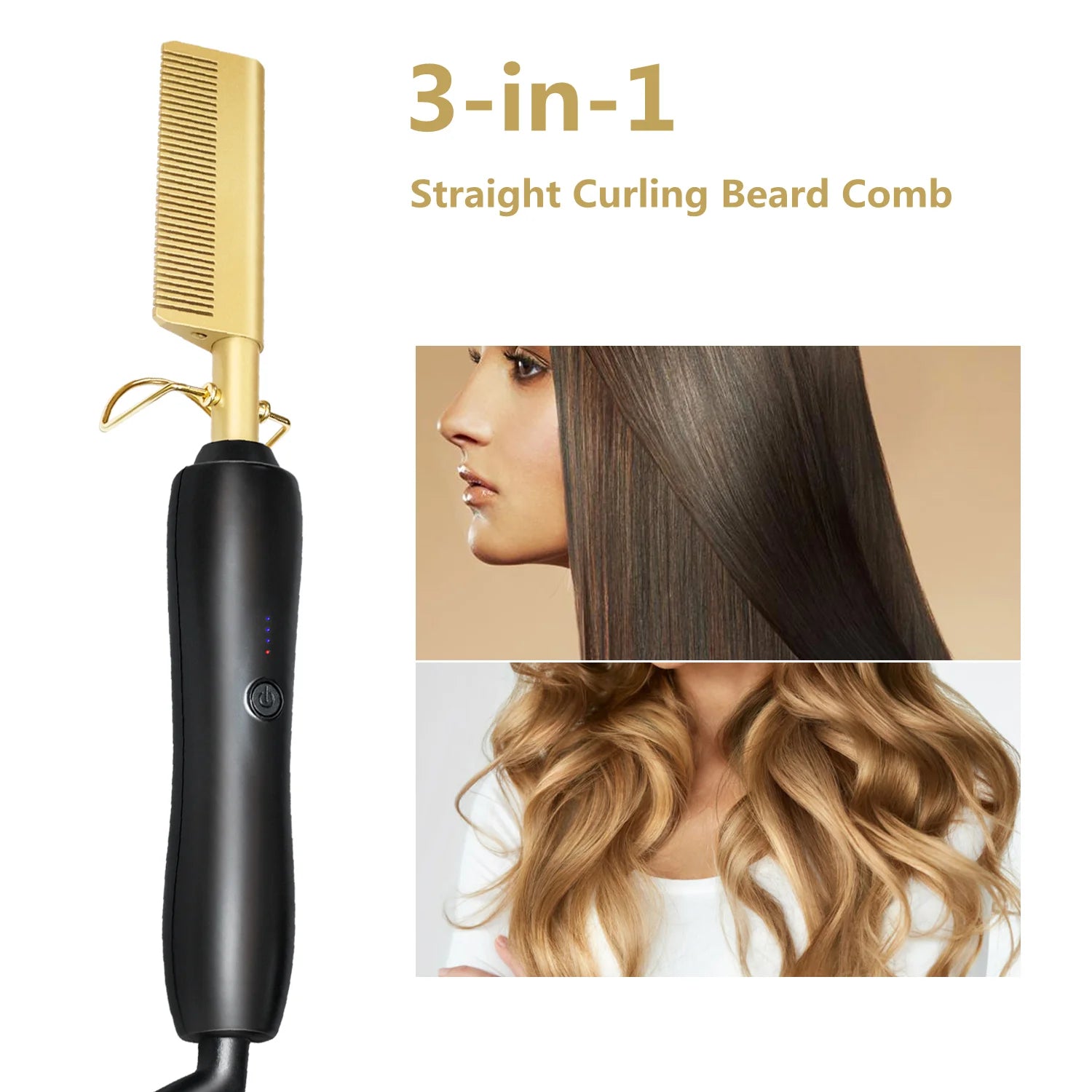 3 in 1 Hot Comb Hair Straightener Flat Irons Straightening Heating Comb for Wig Hair Styler Hair Curler Peigne Chauffant