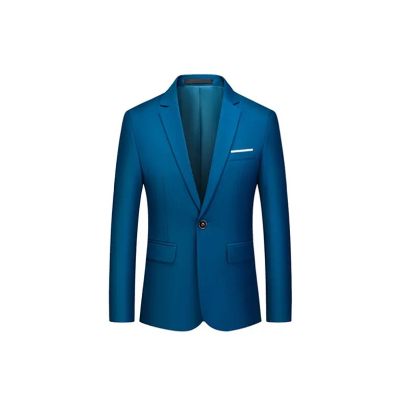 2023 Men's One Button Notch Lapel Blazer Formal Business Groom Solid Color Suit Jacket