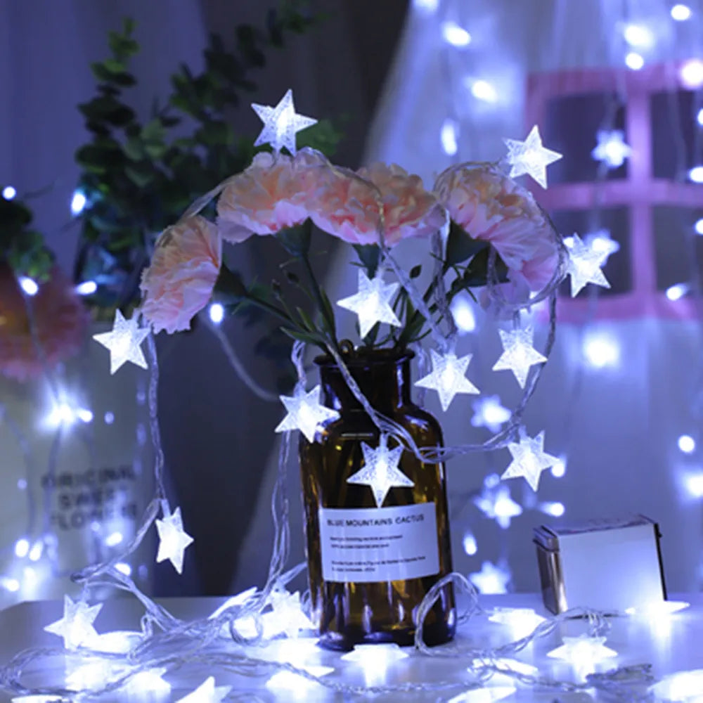 1.5m/3m/6m/10m LED Star String Lights Christmas Garland Battery USB Powered Wedding Party Curtain String Fairy Lamps For Home