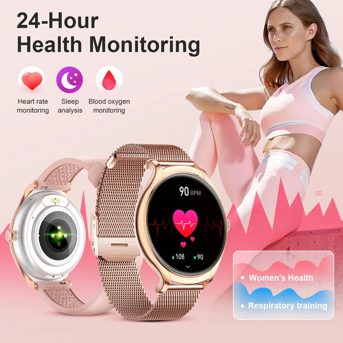 2023 New Bluetooth Call Smart Watch Women 1.39inch 360*360 HD Display Screen Custom Watch Face Luxury Waterproof Lady Smartwatch