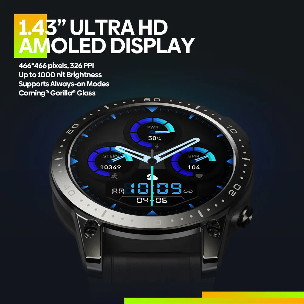 [New 2023] Zeblaze Ares 3 Pro Smart Watch Ultra HD AMOLED Display Voice Calling 100+ Sports Modes 24H Health Monitor Smartwatch