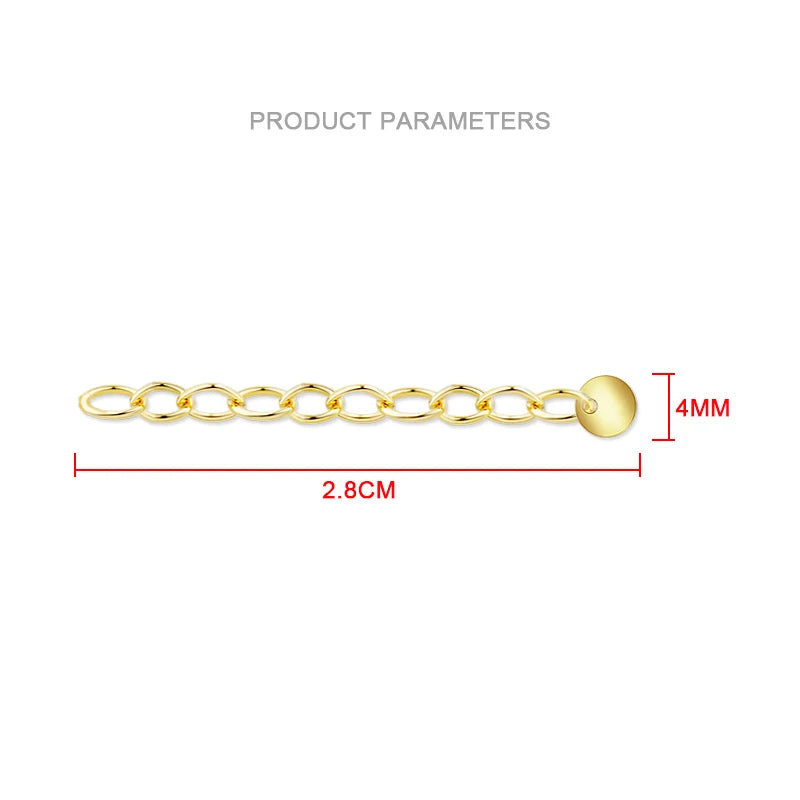 14K Gold Filled Extensions Chain Cable Extender Chain For Bracelet w/ Round Disc Charm Jewelry Making Supplies Necklace Chain