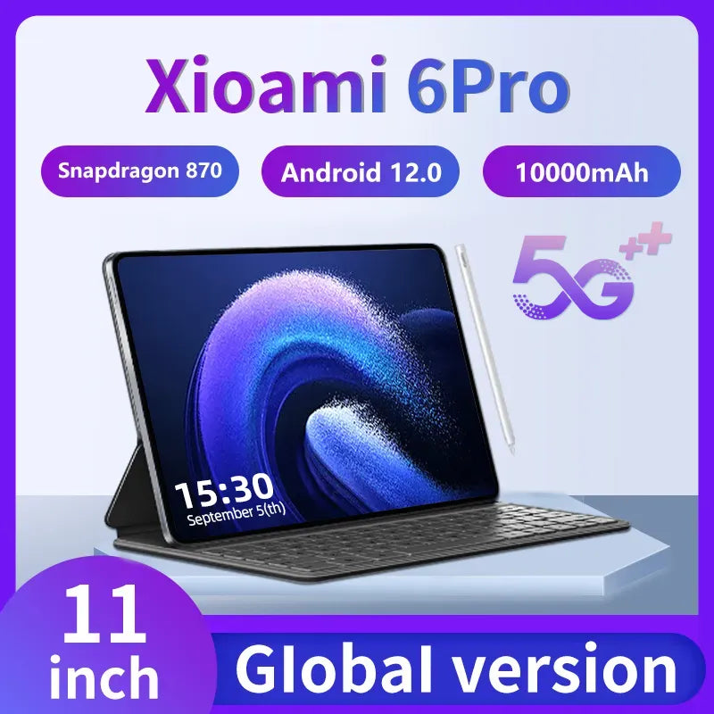 2023 Original Global Version 12GB+512GB Snapdragon 870 Tablets PC Tablet Android Pad 6 Pro 5G Dual SIM Card or WIFI HD 4K Mi Tab