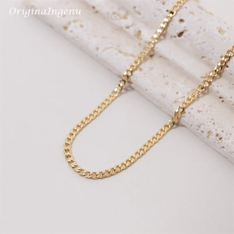 14K Gold Filled Curb Chain Necklace Boho Choker Dainty Chain Necklace Minimalist Jewelry Tarnish Resistant 3MM Chain Necklace