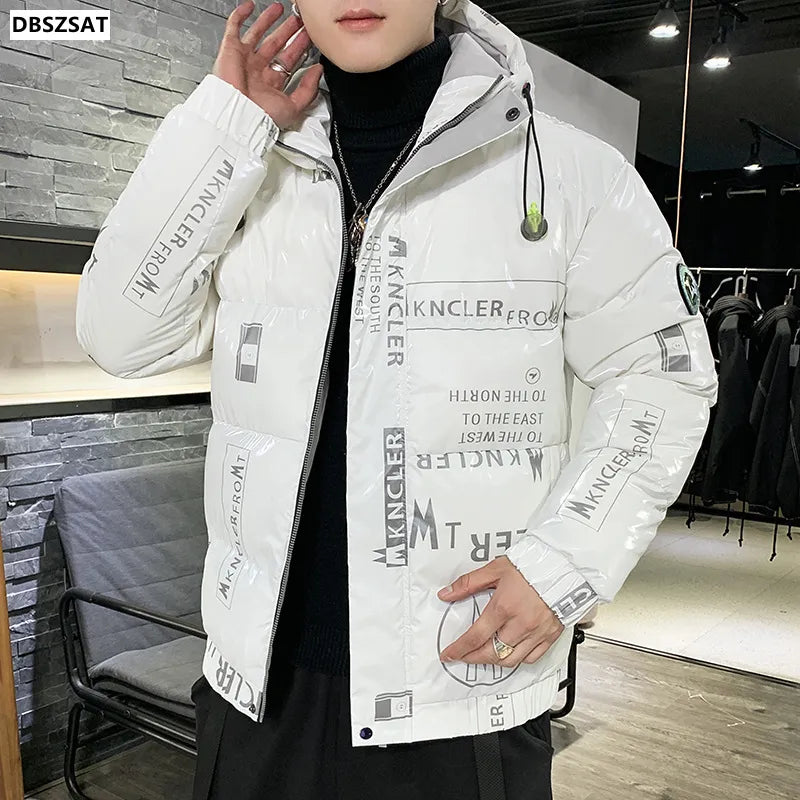2023 Winter down jacket men new white eiderdown hooded teenage student couples extra thick coat men