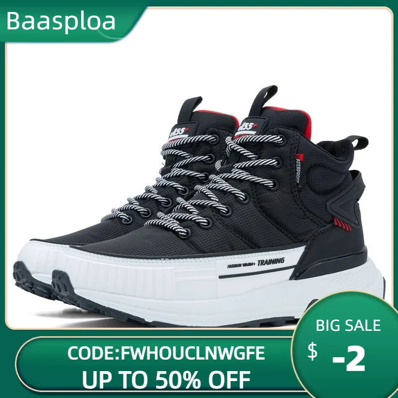 Women Waterproof Cotton Shoes Winter Fashion Non-Slip Boots Female Outdoor Comfortable Hiking Sneaker Baasploa 2022 New