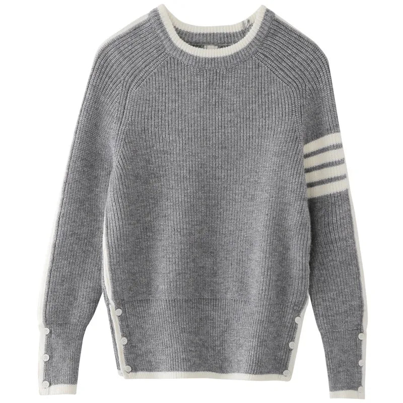 2023 Spring Men Cardigan Striped Knitted Pullover O-Neck Top Thicken Korean Design Men Sweater Top Long Sleeve