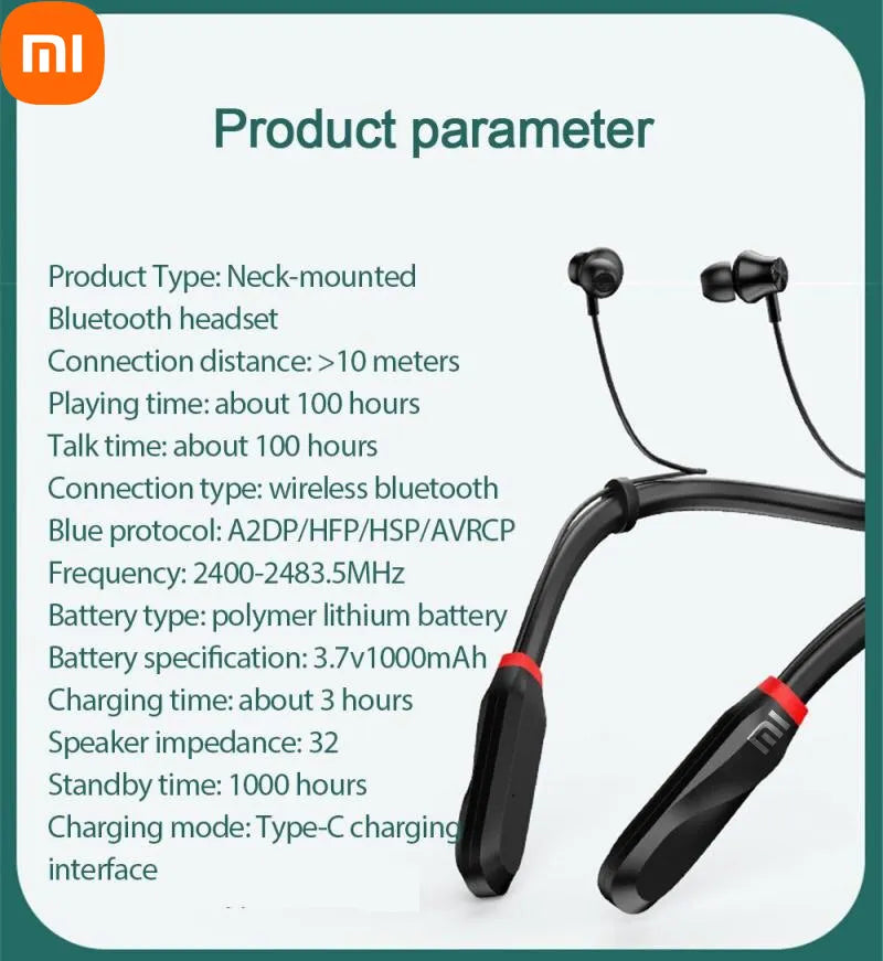 Xiaomi I35 200 Hour Play Wireless Earphones Bluetooth Headphones Neckband 5.1 Headphone with Mic Stereo Earbuds Headset