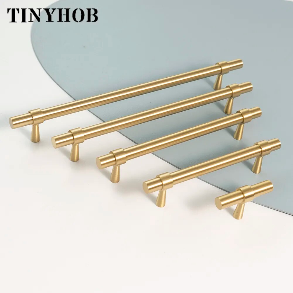 2"-9" Solid Brass Furniture Handles T-bar Light Luxury Fashion Gold Wardrobe Dresser Cupboard Cabinet Drawer Pulls