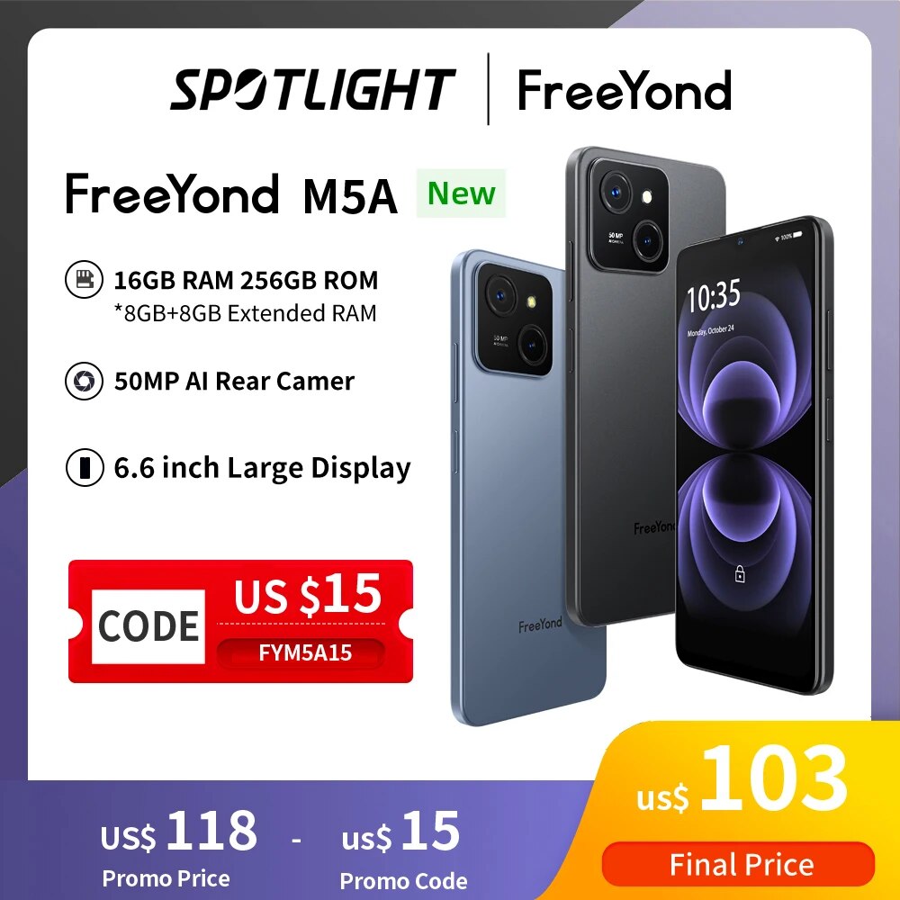 【World Premiere】FreeYond M5A Smartphone 256GB ROM 8GB RAM Up to 16GB 50MP 6.6" 90Hz Screen 5000mAh Android 13 Celular