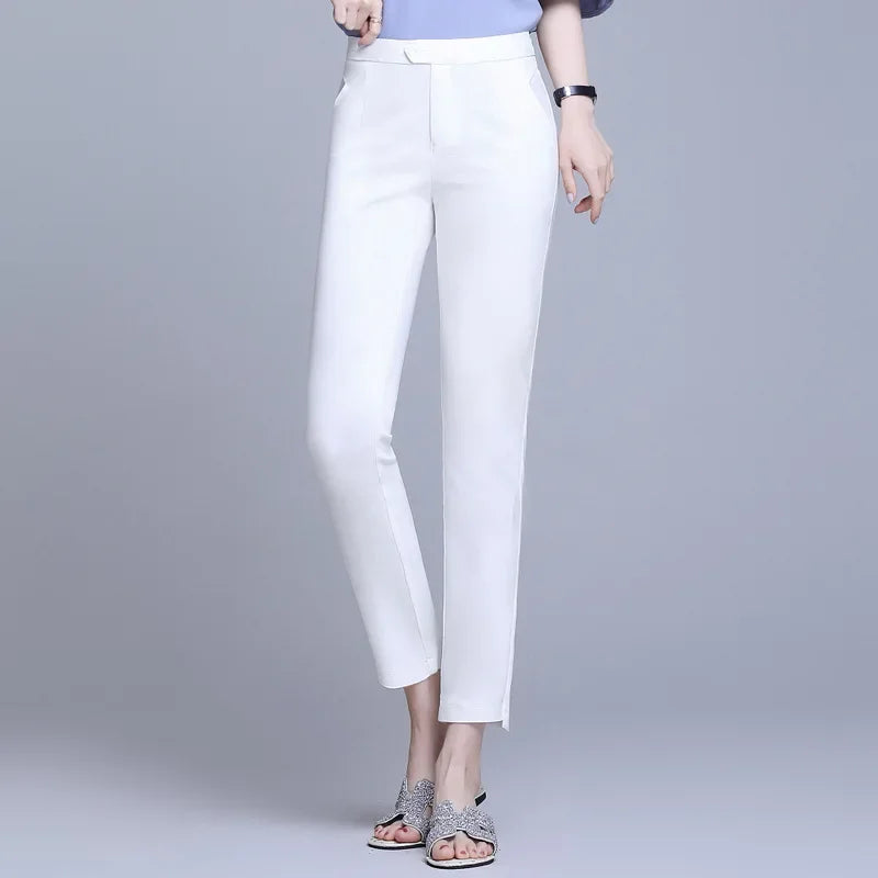 2023 Summer Women Pants Casual Solid Spring Summer Cotton Linen Lady Ankle -Length Trousers Pants