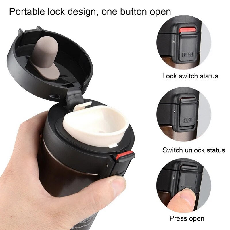 380ml Thermos Coffee Cup Double Layer Stainless Steel Vacuum Insulated Metal Thermos For Outdoor Travel Sports Household Thermos