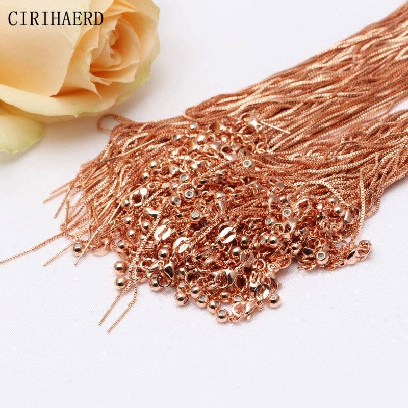 14K Gold Plated Women's Neck Chain Copper Metal Clavicle Necklace Pendant Connector Needle Box Chains Jewelry Making Accessories