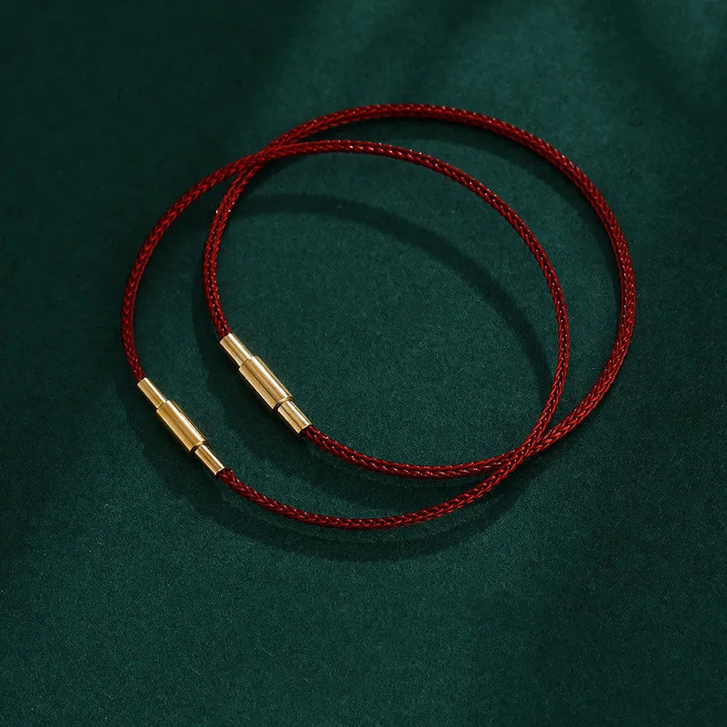 2023 New Lifeyear Red Rope Simple Steel Wire Woven Handrope Wearable Transfer Bead Bracelet Female Stainless Steel Screwbuckle