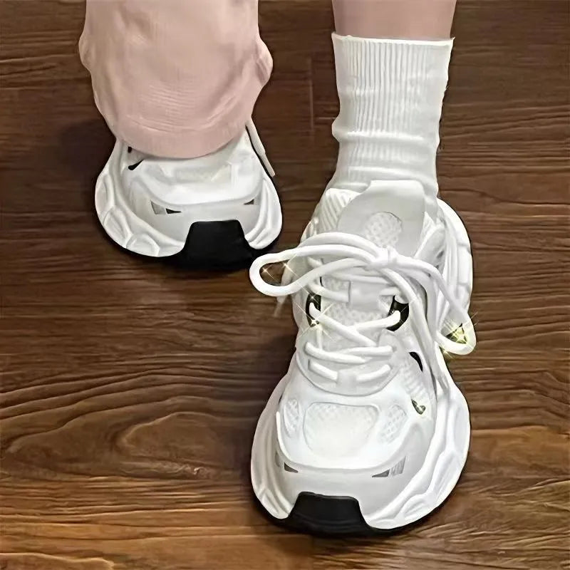 2023 High Quality Shoes for Women Lace Up Women's Vulcanize Shoes Summer New Breathable Casual Sneakers Women Grid Shoes Ladies