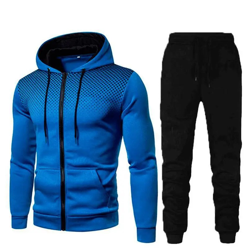 2023 Autumn/Winter New Fashion Zipper Hoodie Long Pants Set Men's Fashion, Warm, Leisure, Fitness and Sports 2-Piece Set
