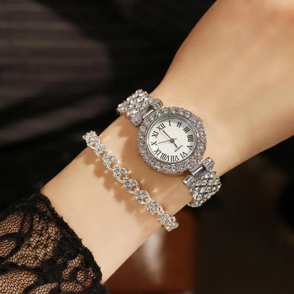 2pcs Set Watch For Women Watches 2023 Best Selling Products Luxury Watch Bracelet Set Diamond Steel Band Quartz Wristwatch