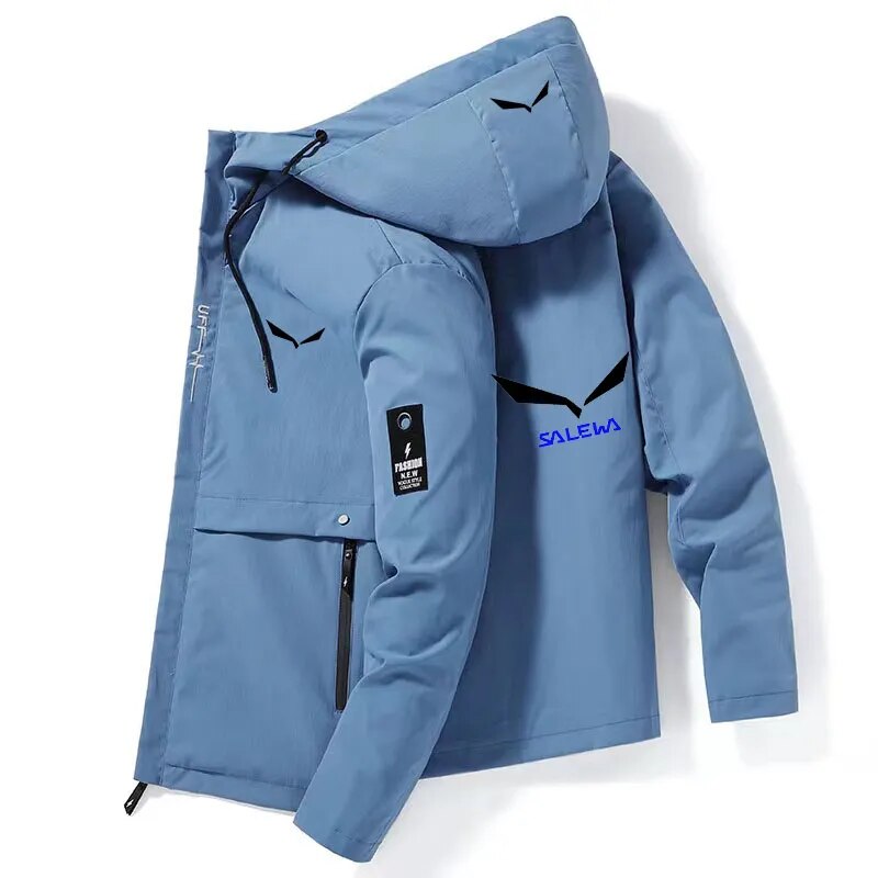 2023 brand SALEWA spring and autumn men's polyester fabric hooded jacket printed lightweight jacket outdoor sports fashion