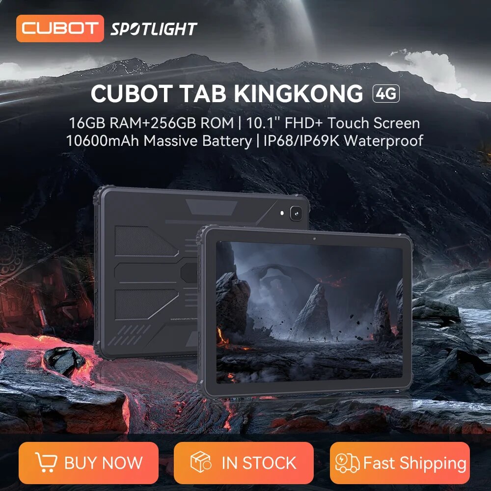 [World Premiere] Cubot TAB KINGKONG, Rugged Tablet Android 13, IP68 Waterproof, 16GB RAM(8GB+8GB Extended), 256GB ROM, 10600mAh