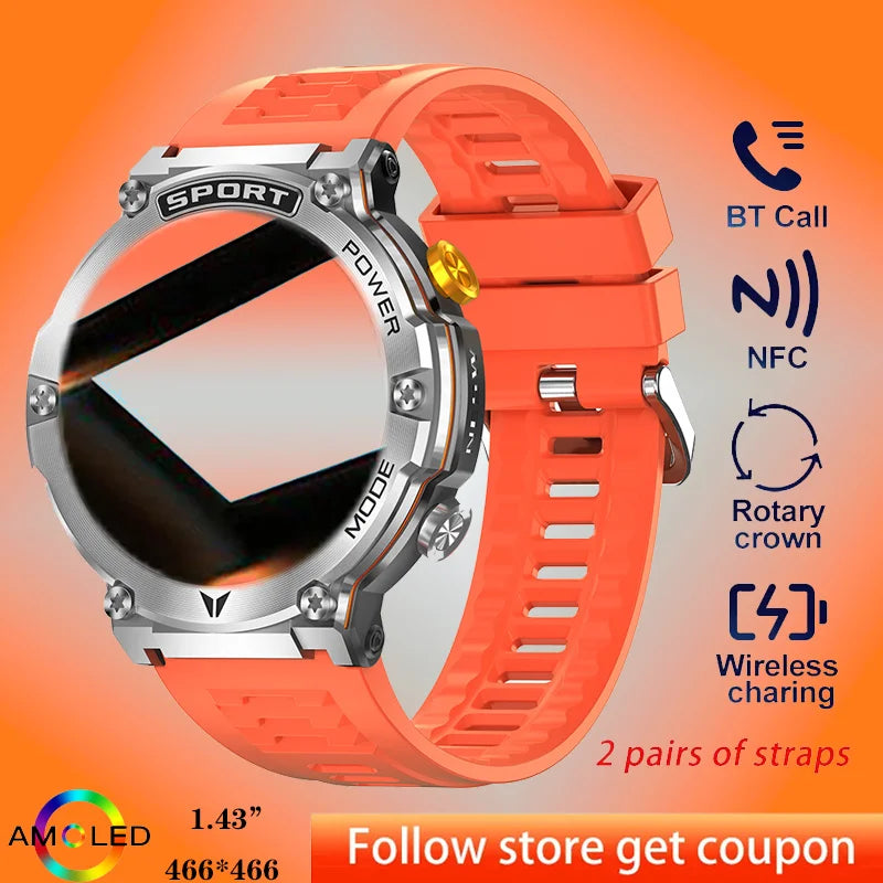 2023 New Men's smartwatch 1.43-inch AMOLED full screen Touch Compass Bluetooth Talk IP68 waterproof smartwatch for Android IOS