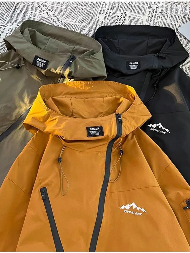 Y2k Hooded Windbreaker Jacket Men Women Outdoor Sports Jacket Camping Hiking Fishing Coat Spring Autumn Rushing Jackets