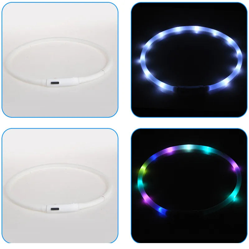 Dog Collar Led Light Flashing Night USB Charging Dog Cat Collars USB Luminous Collar Pet CollarNeck Decoration Glowing In Dark