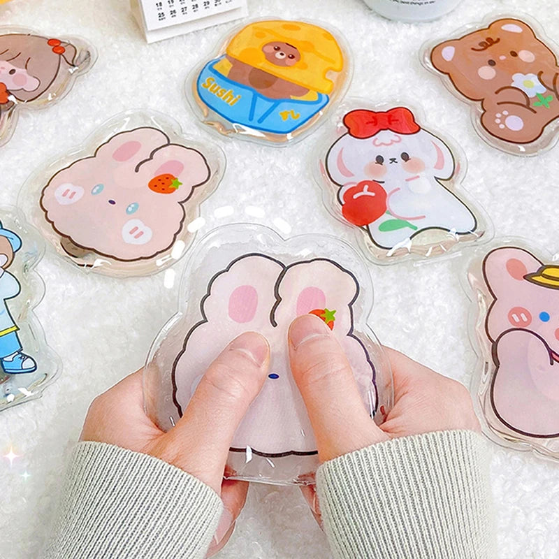 2 Styles Mini Winter Reusable Gel Hand Warmer Cute Cartoon Instant Self Heating Pack Warmer Portable Hot Water Bottle Bags