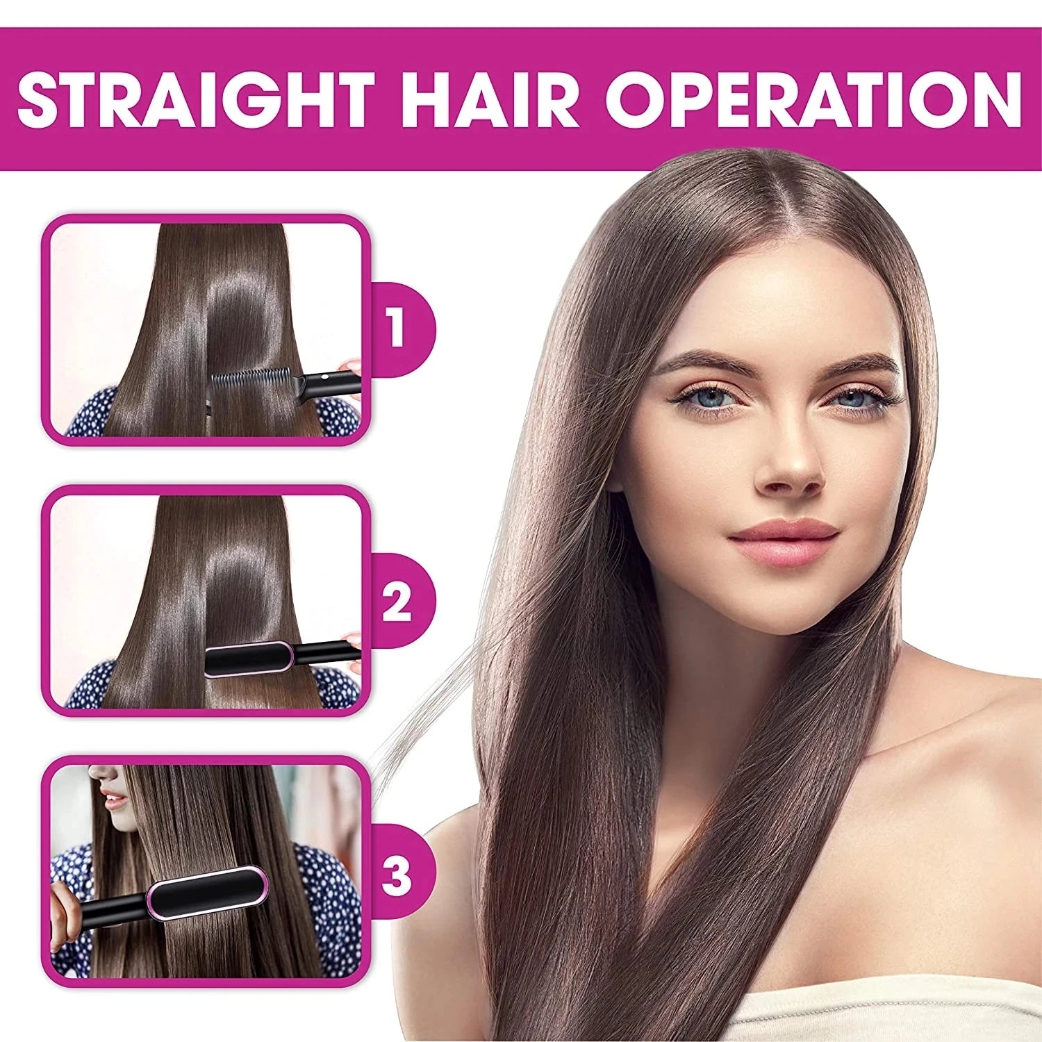 3 In 1 Hair Brush Straight Comb Hot Air Comb Heated Comb Anti-iron HairLevel Comb - Bivolt Hair Straightening And Curling Brush