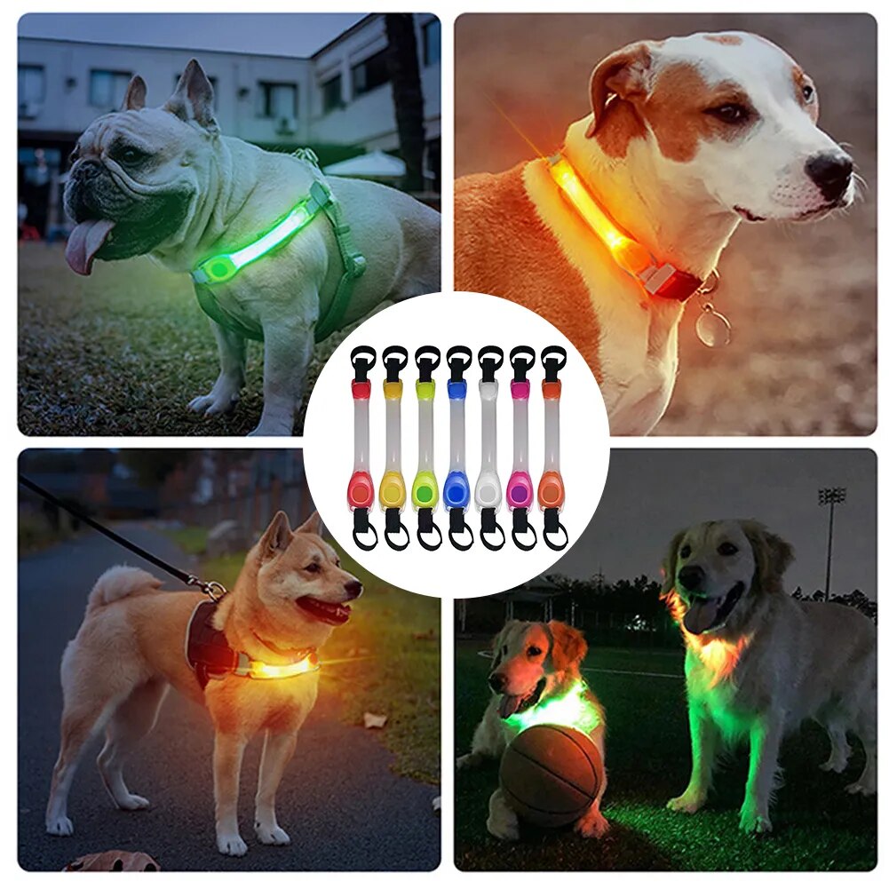 Dog Anti Lost Safety Glowing Collar Outdoor Waterproof Warning LED Flashing Light Strip for Pet Leash Harness Dog Accessories