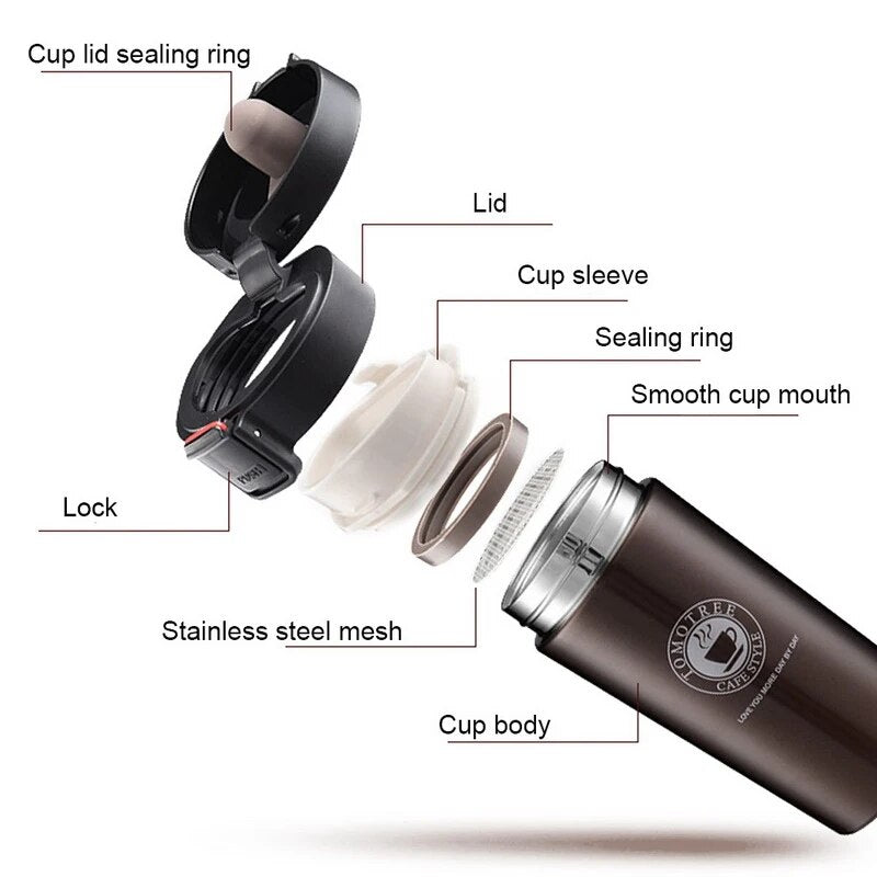 380ml Thermos Coffee Cup Double Layer Stainless Steel Vacuum Insulated Metal Thermos For Outdoor Travel Sports Household Thermos