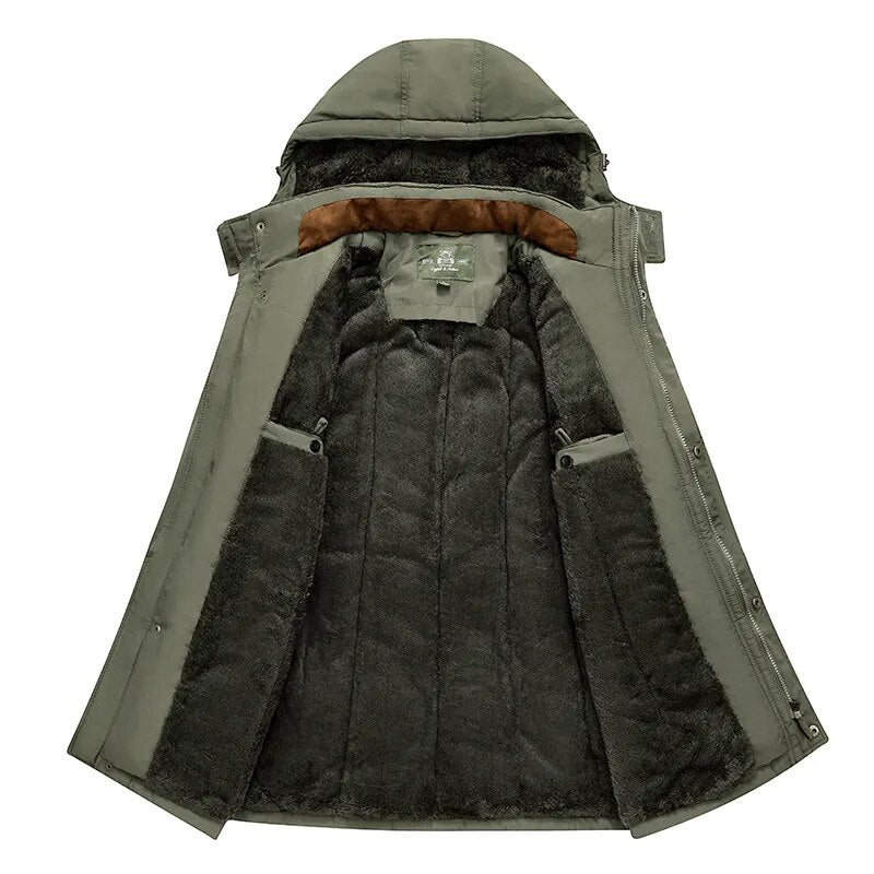 Winter New Men Fleece Warm Thick Windproof Parkas Men Fashion Hooded Military Jacket Coat Big Size 6XL High Quality Jackets Male