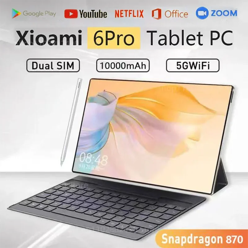 2023 Original Global Version Tablet Android Pad 6 Pro 12GB+512GB Snapdragon 870 Tablets PC 5G Dual SIM Card or WIFI HD 4K Mi Tab
