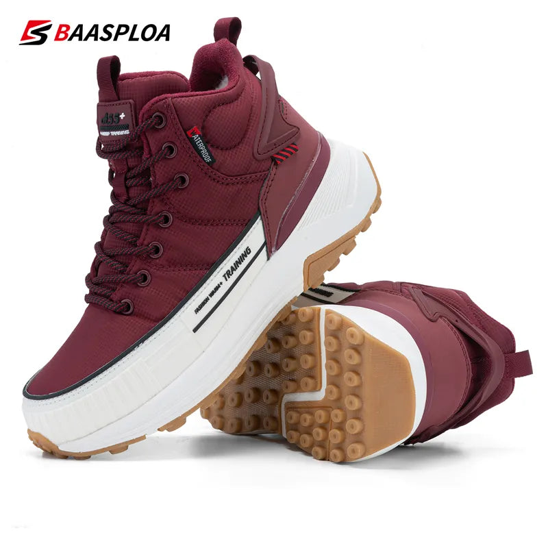 Women Waterproof Cotton Shoes Winter Fashion Non-Slip Boots Female Outdoor Comfortable Hiking Sneaker Baasploa 2022 New