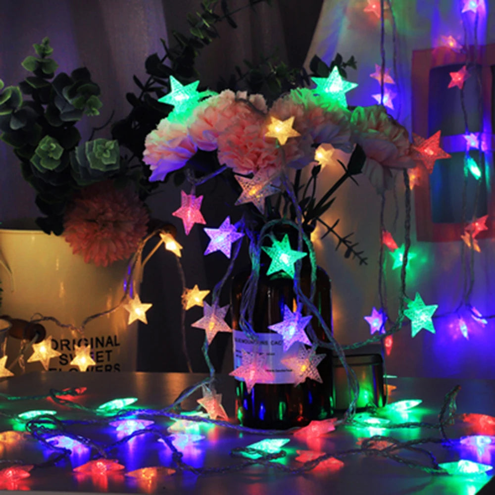 1.5m/3m/6m/10m LED Star String Lights Christmas Garland Battery USB Powered Wedding Party Curtain String Fairy Lamps For Home