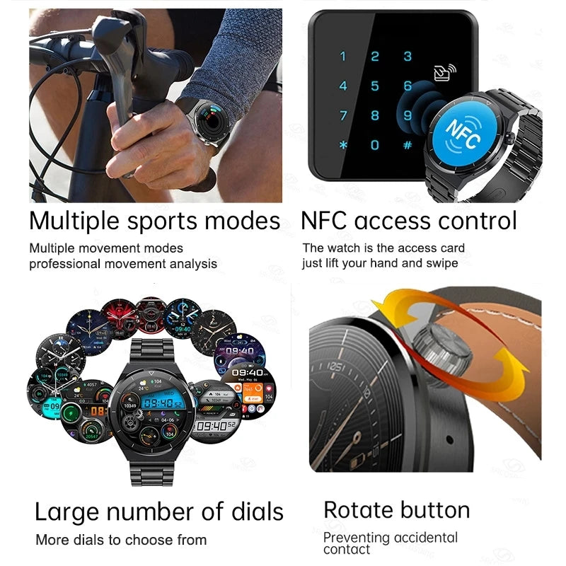 Xiaomi NFC Smart Watch Men GT3 Pro AMOLED 390*390 HD Screen Heart Rate Bluetooth Call IP68 Waterproof SmartWatch For Huawei