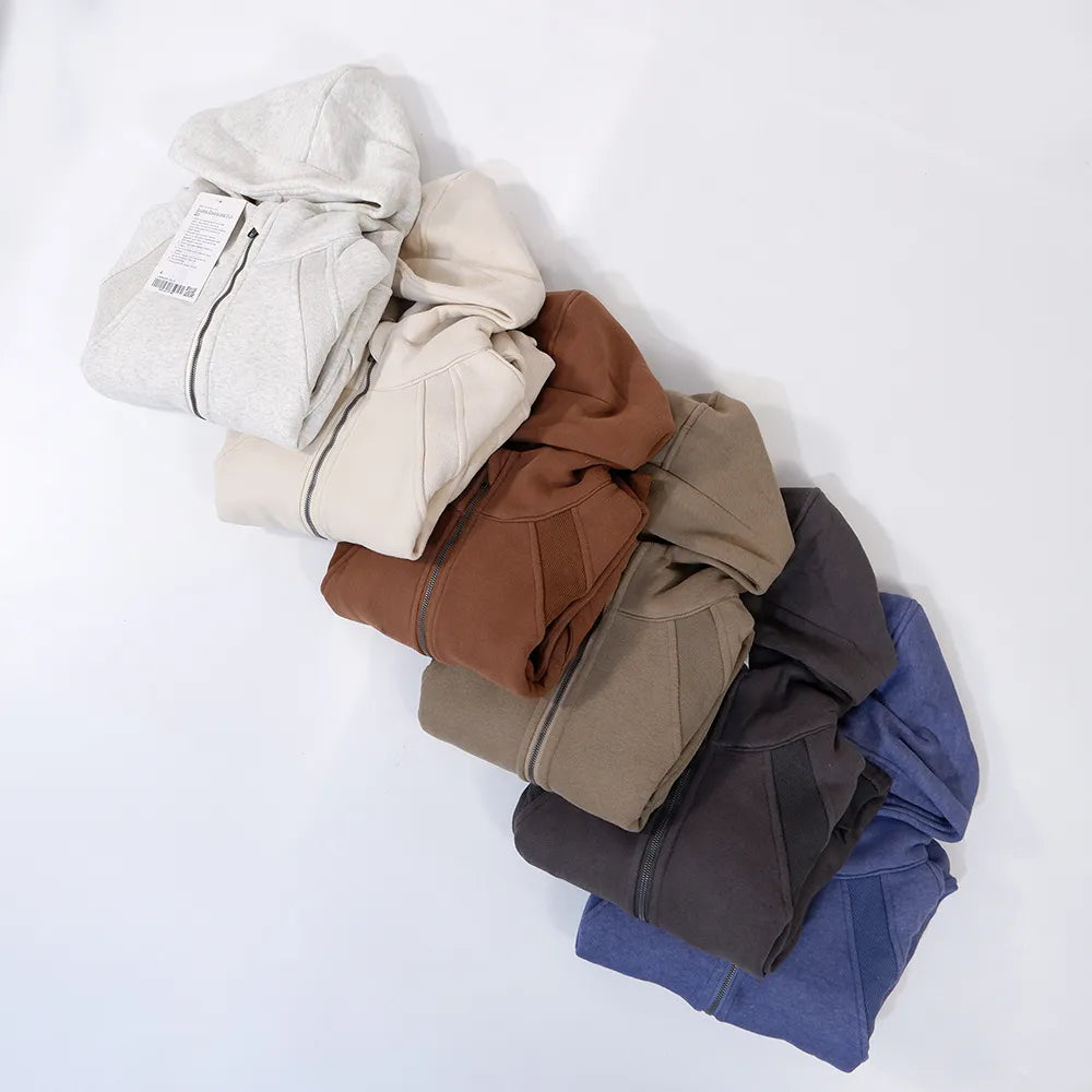 Oversized Scuba Half-Zip Hoodie Waist Length Jackets Sweatshirts Soft Thumbholes Leisure Yoga Coat for Winter - QWIEL®