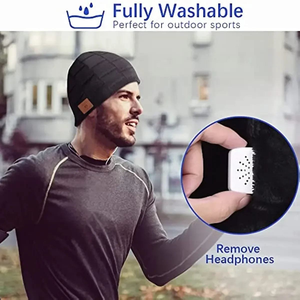 Wireless Bluetooth 5.0 Beanie Hat Unisex Winter Outdoor Sports Knitted Hat Music with Mic Cap Headphone Mens Gifts for Christmas