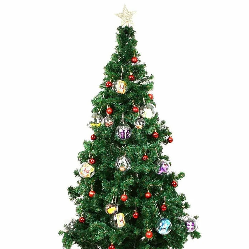 10Pc Christmas Transparent Ball Plastic Christmas Trees Open Ball Box Bauble Ornament Wedding Gift Present Party Home Decoration