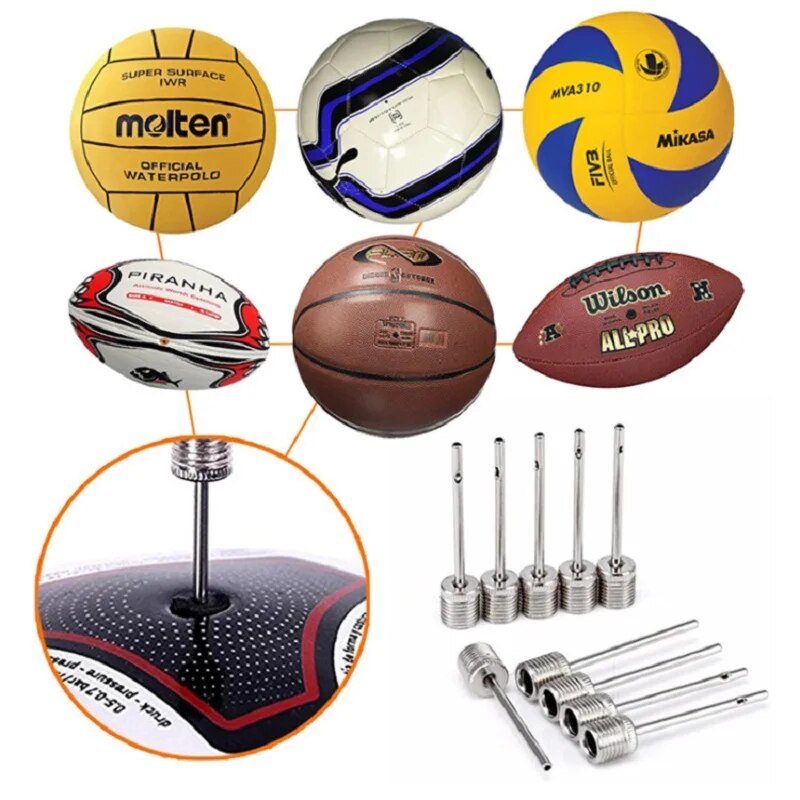 10pcs Sport Ball Inflating Pump Needle For Football Basketball Soccer Inflatable Air Valve Adaptor Stainless Steel Pump Pin