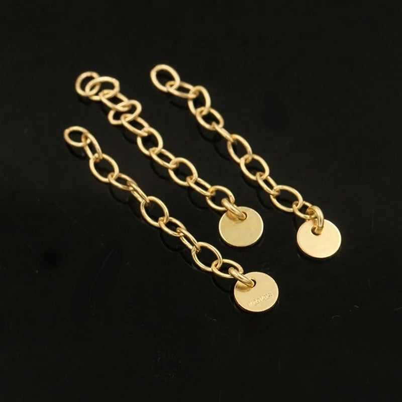 14K Gold Filled Extensions Chain Cable Extender Chain For Bracelet w/ Round Disc Charm Jewelry Making Supplies Necklace Chain