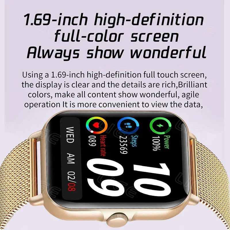 2023 Female Smart Watch 1.69" Full Touch Bluetooth Call Smartwatch Fitness Tracker Heart Rate Monitor Bracelet Wife's Gifts