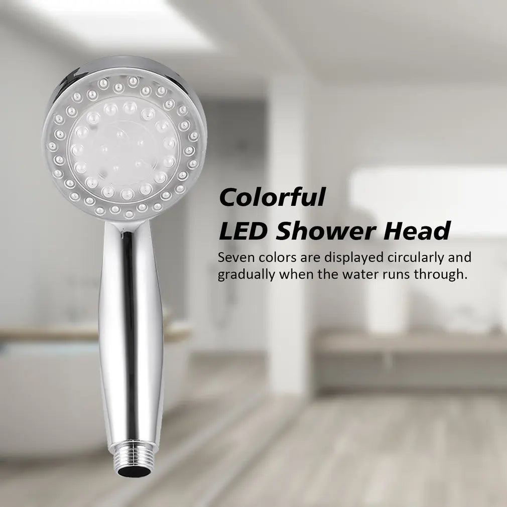 1pc Shower Head 7 Color 5 LED Romantic Automatic Lights Handheld Water Saving Rainfall Shower Head For Bath Bathroom Hot Sale