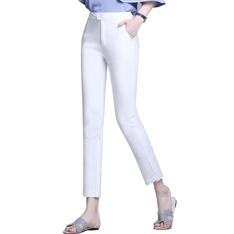 2023 Summer Women Pants Casual Solid Spring Summer Cotton Linen Lady Ankle -Length Trousers Pants
